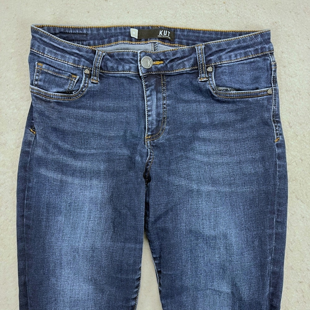 KUT from the Kloth Connie Ankle Skinny Jeans Raw Hem‎ Dark Blue Stretch Size 10